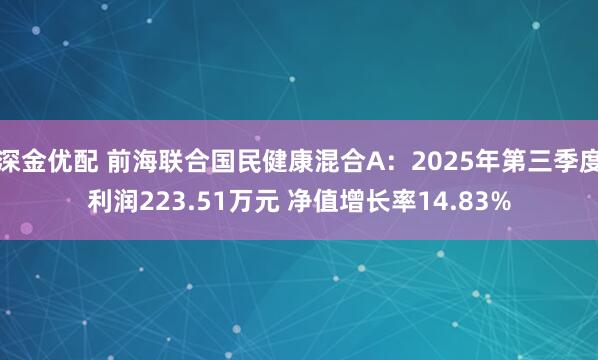 深金优配 前海联合国民健康混合A：2025年第三季度利润223.51万元 净值增长率14.83%