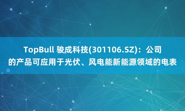 TopBull 骏成科技(301106.SZ)：公司的产品可应用于光伏、风电能新能源领域的电表